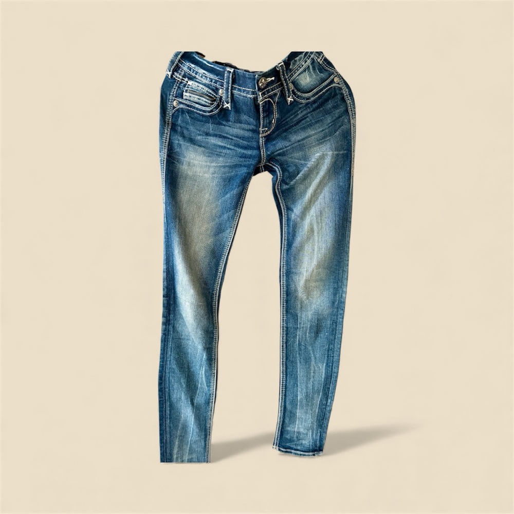 Rock Revival Distressed Blue Skinny Jeans